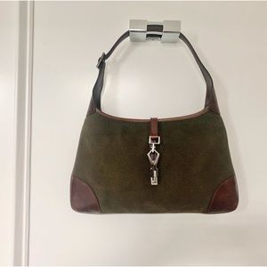 100 % Authentic Vintage Gucci Jackie Bag in Khaki Canvas and Brown